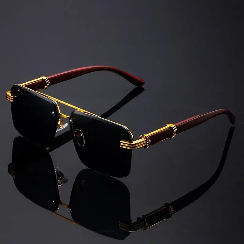 Veyden — Rimless Gold-Accent Sunglasses with UV400 Protection