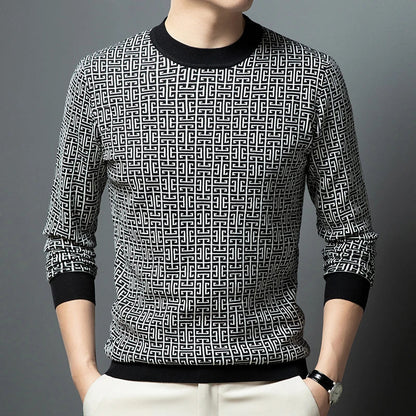 Blakeon — Men's Modern Maze Pattern Knit Sweater with Tailored Fit