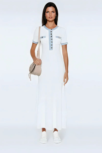 LumeLace™ Knit Denim Dress — Command Every Gaze with Effortless, Unstoppable Confidence