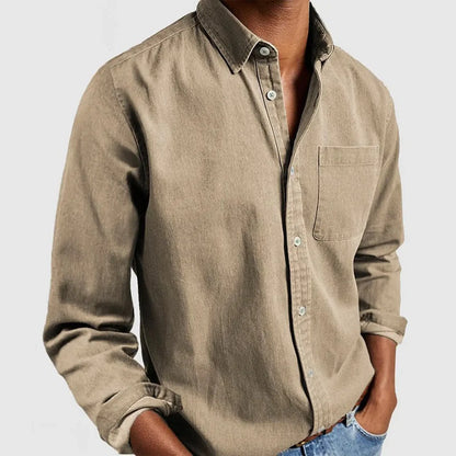 Orven Textured Button-Up Shirt — Tailored Cotton Shirt with Soft Brushed Finish