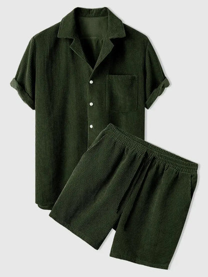 Avenlea — Ribbed Velvet Corduroy Shirt and Shorts Set