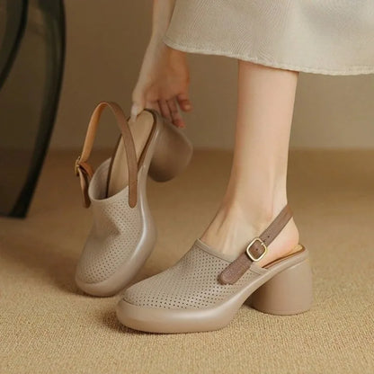 Liora — Breathable Hollow-Out Platform Sandals with Curved Heel