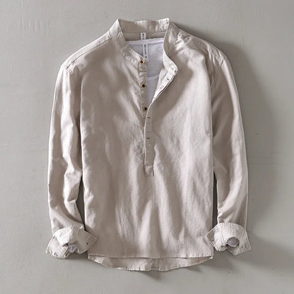 Renlo — Lightweight Linen Shirt with Mandarin Collar for Comfort