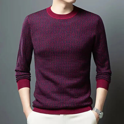 Blakeon — Men's Modern Maze Pattern Knit Sweater with Tailored Fit