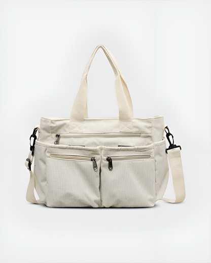 Lornell Cord Tote — Spacious Everyday Bag with Organized Storage