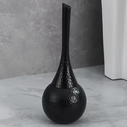 Norla — Hammered Finish Toilet Brush Set with Concealed Lid