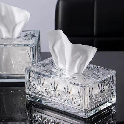 Valen — Faceted Acrylic Tissue Box with Crystal Detailing