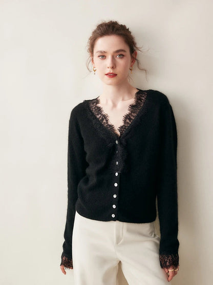 Sorrelis — Women's Cashmere Lace Cardigan for Layering