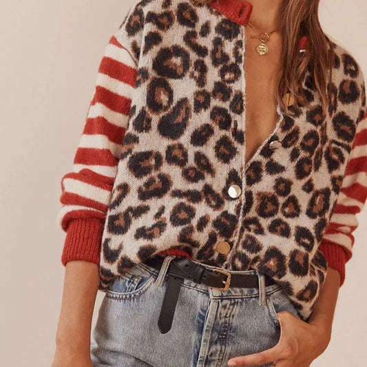 Tavira — Leopard Print Knit Cardigan with Relaxed Fit