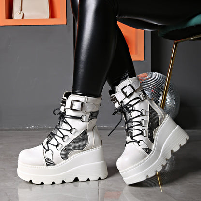 Liora — Gothic Platform Boots with Chunky Sole and Buckle Accents