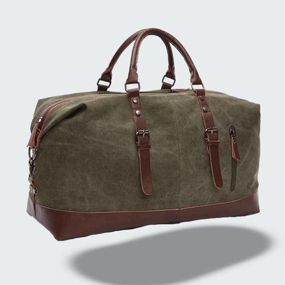 Soren — Durable Waxed Canvas Travel Duffle Bag with Leather Accents