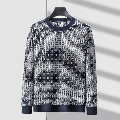 Blakeon — Men's Modern Maze Pattern Knit Sweater with Tailored Fit