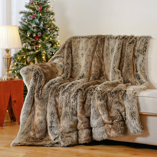 Elowen Luxe — Ombre Faux Fur Blanket with Ultra Soft Cozy Warmth
