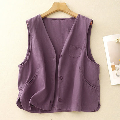 Soren Vest — Lightweight Cotton Linen Vest with Spacious Pockets