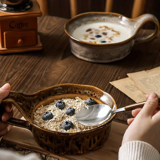 Lioren — Handcrafted Rustic Ceramic Oatmeal Bowl with Glazed Finish