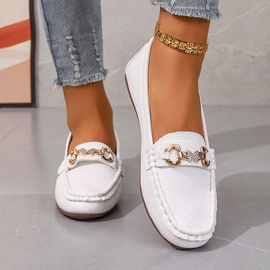 Ardenza — Women’s Slip-On Loafers with Gold Chain Accent for Spring & Autumn