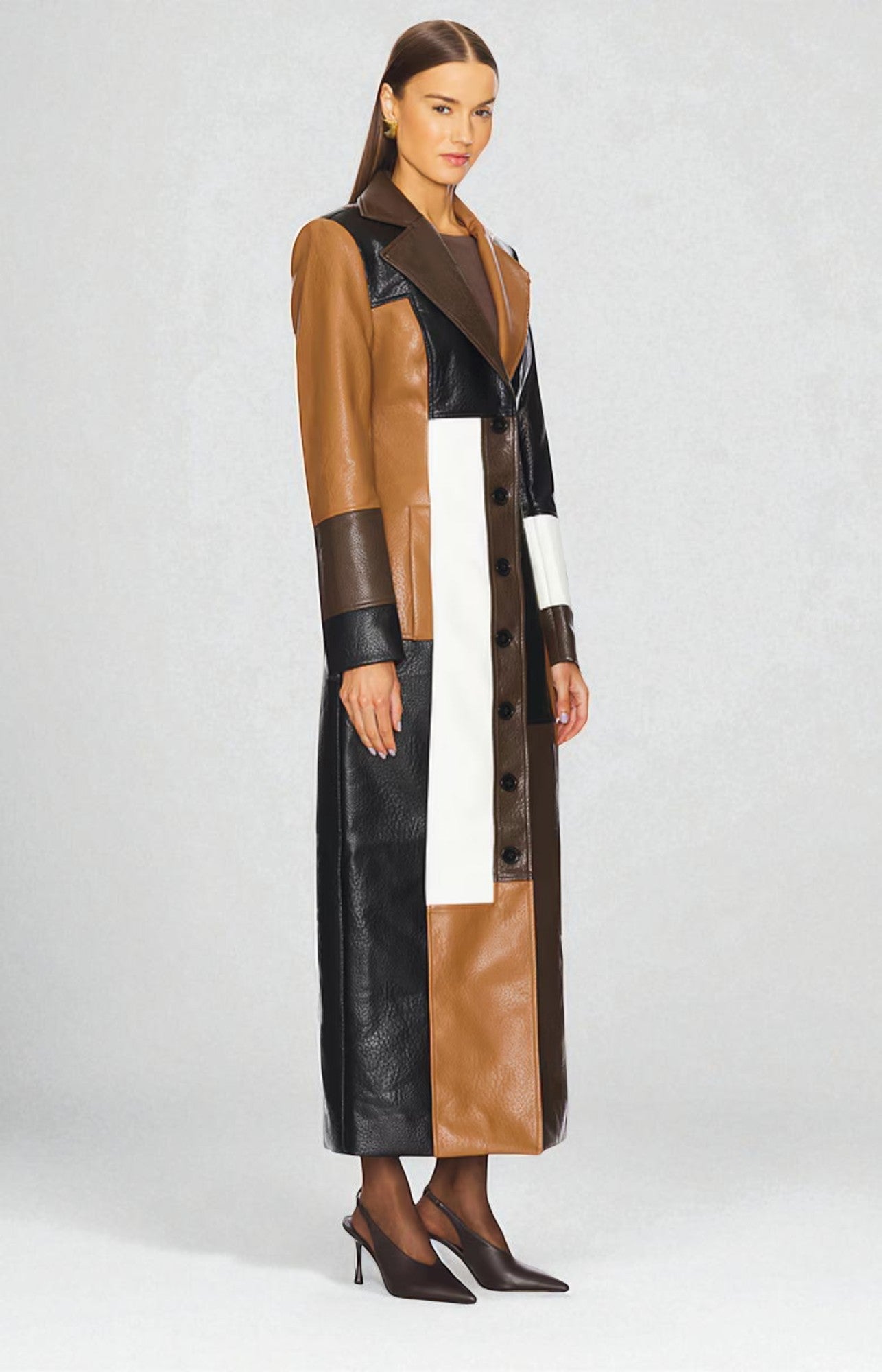 Talenis — Patchwork Leather Trench Coat with Modern Fit