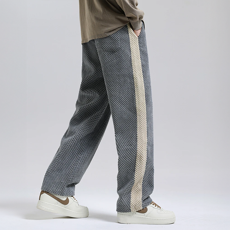 Harlen Waffle Joggers — Textured Corduroy Pants with Side Stripes