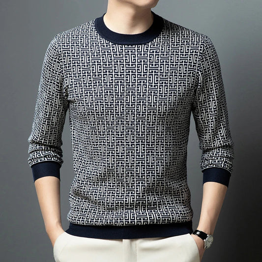 Blakeon — Men's Modern Maze Pattern Knit Sweater with Tailored Fit