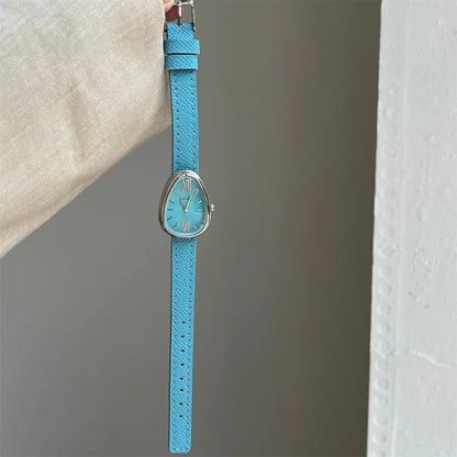 Norla — Vintage Teardrop Oval Watch with Leather Band