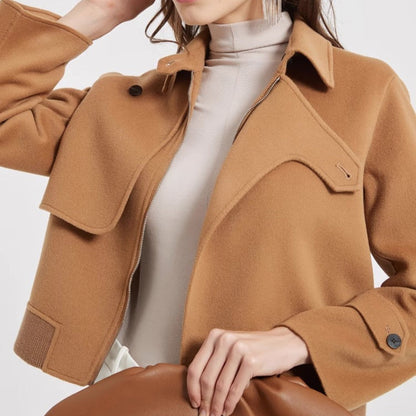 Brynna Wool Jacket — Cropped Wool Coat with Modern Structured Fit