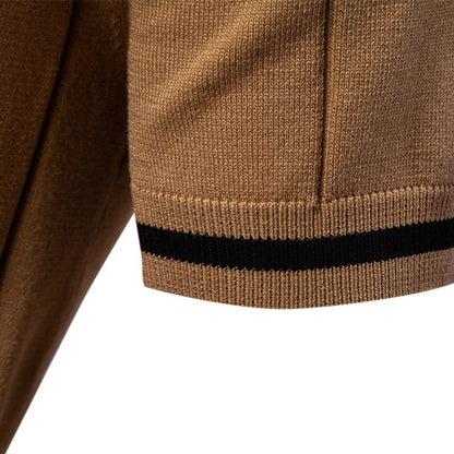 Corvinis — Men's Breathable Zip Collar Polo Shirt with Knit Texture