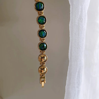 Marlenza — Green Opal Gemstone Watch with Sculptural Link Bracelet