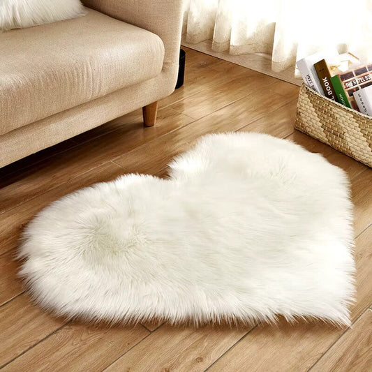 Liora — Soft Heart-Shaped Plush Rug with Non-Slip Backing