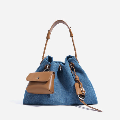 Arlenis — Women’s Genuine Leather and Denim Patchwork Hobo Bag