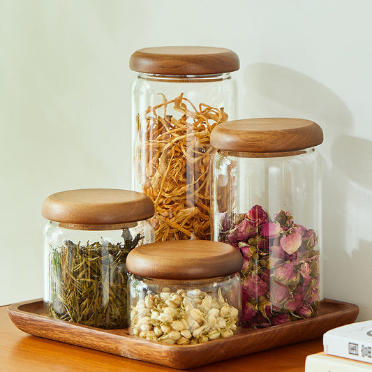 Acacia Glass Kitchen Storage Jars™ — Unlock Pantry Perfection with Stylish, Flavor-Sealing Freshness