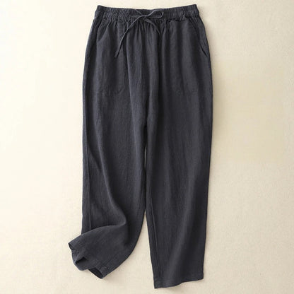 Elowen Linen Pants — Lightweight Breathable Pants with Adjustable Waist