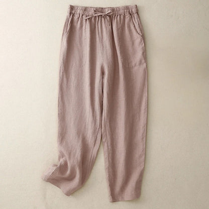 Elowen Linen Pants — Lightweight Breathable Pants with Adjustable Waist