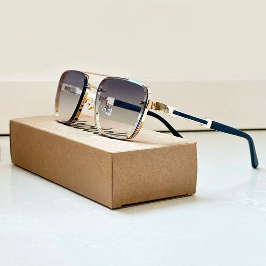 Asleris — Gold Titanium Retro Sunglasses with UV400 Protection