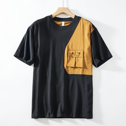 Elyon Tee — Modern Art Cotton Shirt with Cargo Chest Pocket