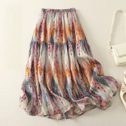Liora — Women's Lightweight Linen Skirt with Elegant Folds and Vibrant Colors