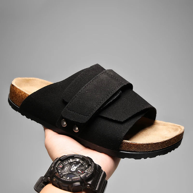 Linora — Men's Genuine Suede Leather Sandals with Adjustable Straps