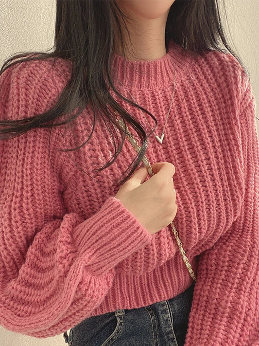 Liora — Vintage Lantern Sleeve Sweater with Loose Fit for Women