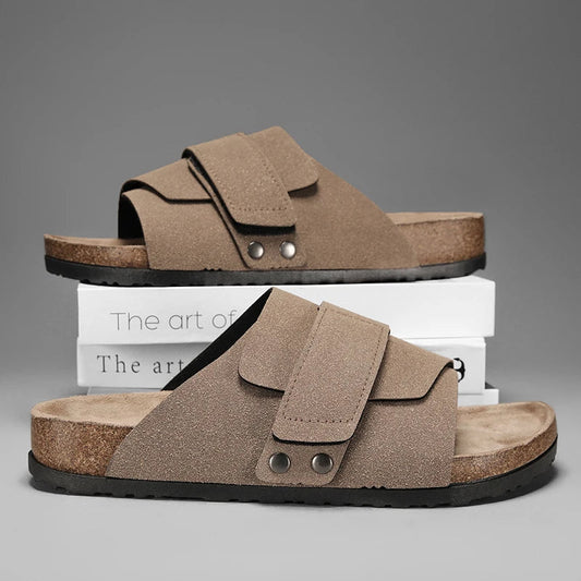 Linora — Men's Genuine Suede Leather Sandals with Adjustable Straps