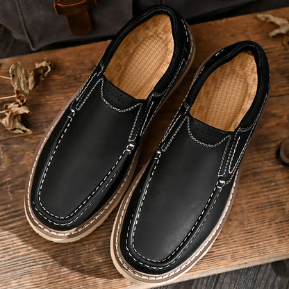 Elara — Genuine Leather Orthopedic Loafers with Slip-Resistant Sole