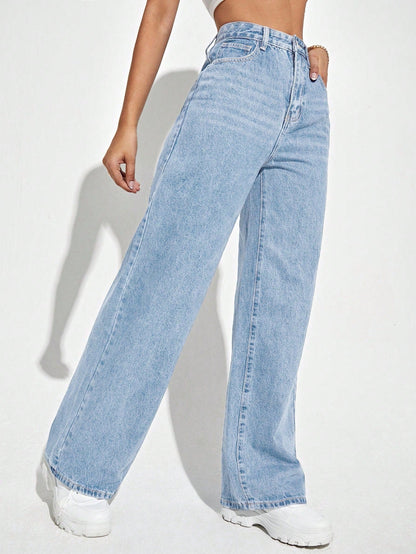 Marlenox — High-Rise Wide-Leg Denim Jeans with Soft Wash Finish