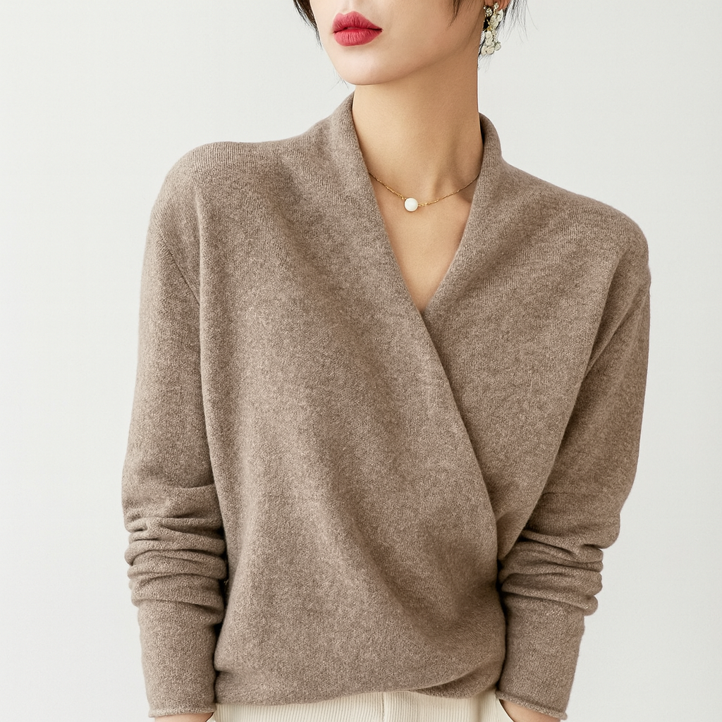 Lenora — Lightweight 100% Wool V-Neck Sweater with Relaxed Fit
