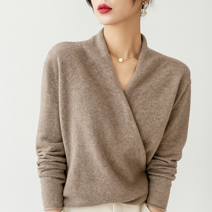 Lenora — Lightweight 100% Wool V-Neck Sweater with Relaxed Fit