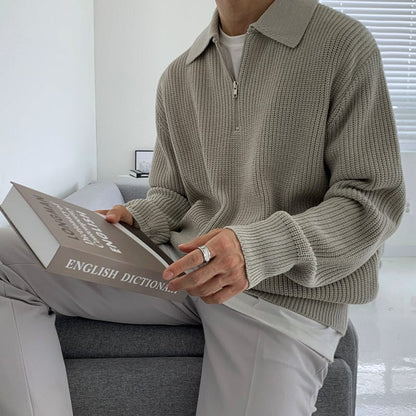 Norla — Knitted Half-Zip Sweater with Adjustable Collar