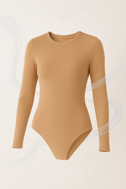 Crew Neck Long-Sleeve Bodysuit - Soft, Second Skin Fit | Nexara