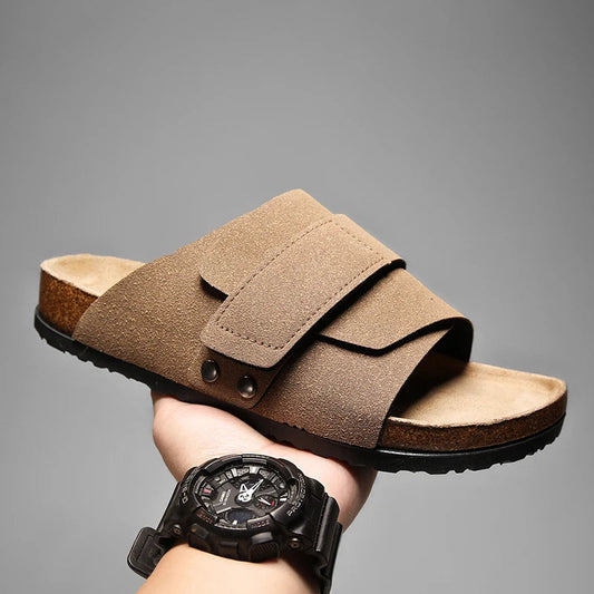 Linora — Men's Genuine Suede Leather Sandals with Adjustable Straps