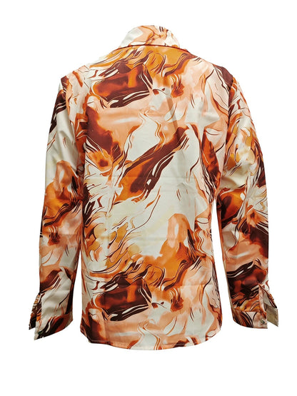 Madryn — Satin Silk Blend Button-Up Shirt with Marble Gloss Finish