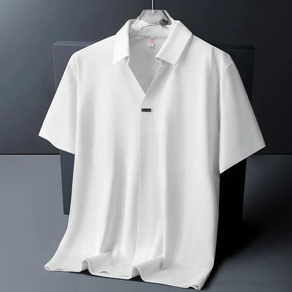 Virello — Men’s Lightweight Ice Silk Shirt with Open Collar