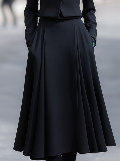 Larein — Tailored Blazer and Pleated Midi Skirt Set with Structured Fit