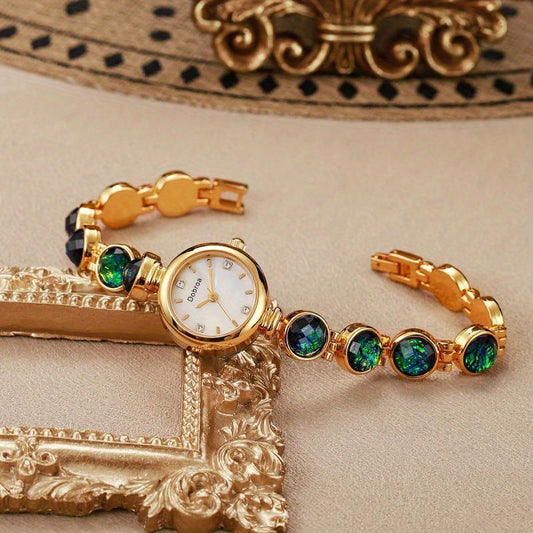 Marlenza — Green Opal Gemstone Watch with Sculptural Link Bracelet