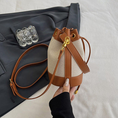 Oslen Canvas Bucket Bag — Lightweight Vegan Leather Trim Tote